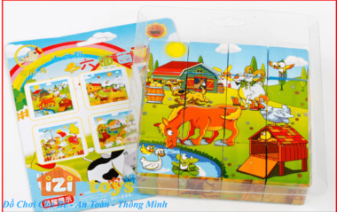 Đồ Chơi Tranh Ghép Gỗ 6 Mặt -16 Khối - Xếp Hình 3D Cho Bé - IZI Toys