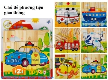 Đồ Chơi Tranh Ghép Gỗ 6 Mặt -16 Khối - Xếp Hình 3D Cho Bé - IZI Toys