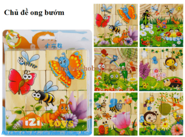 Đồ Chơi Tranh Ghép Gỗ 6 Mặt -16 Khối - Xếp Hình 3D Cho Bé - IZI Toys